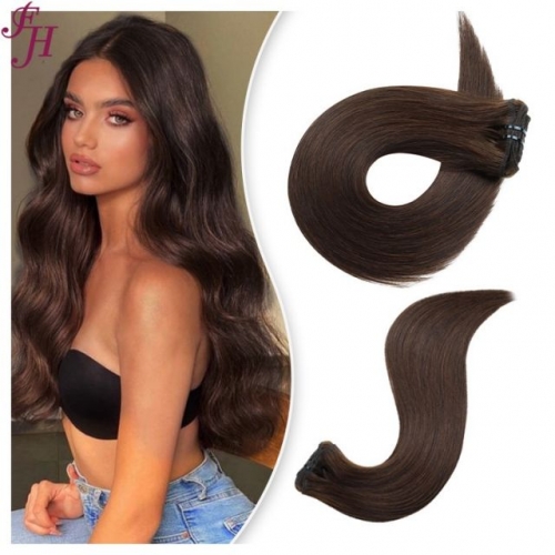 FH dark brown #2 18inch 22inch clip ins human hair extension