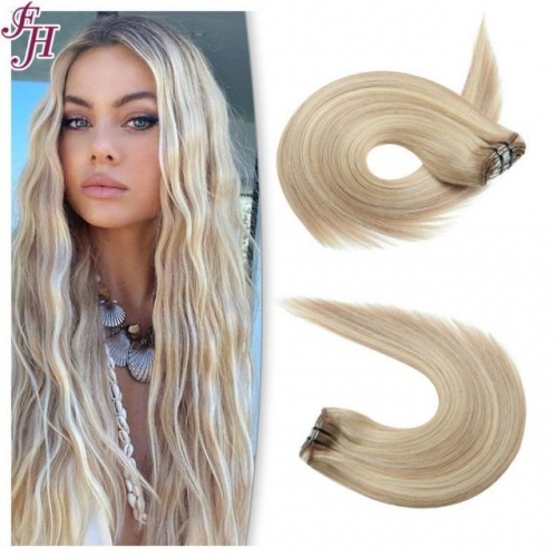 FH highlight color 10A/613 8pcs/set 100% human hair volume clip in straight hair extensions