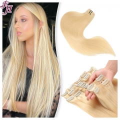 FH platinum blonde 60 natural real cuticle aligned human hair clip in extensions