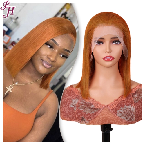 FH 13x4 colorful front lace wig #orange color straight style Bob Wig ready to ship