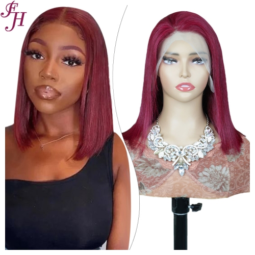 FH 13x4 colorful front lace wig color #99J straight style Bob Wig ready to ship