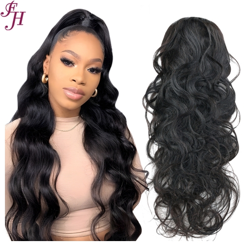 FH High quality natural human hair body wave style drawstring ponytail ready to ship in stock