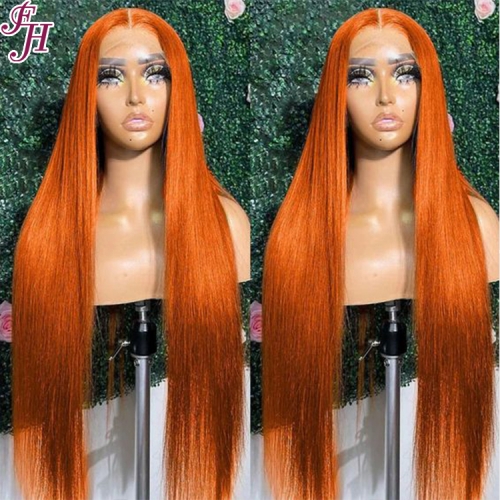FH factory high quality Straight human hair wig color #350 transparent lace frontal wig