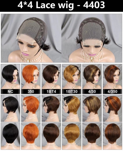FH high quality natural Pixie human hair wig 4x4 lace wig