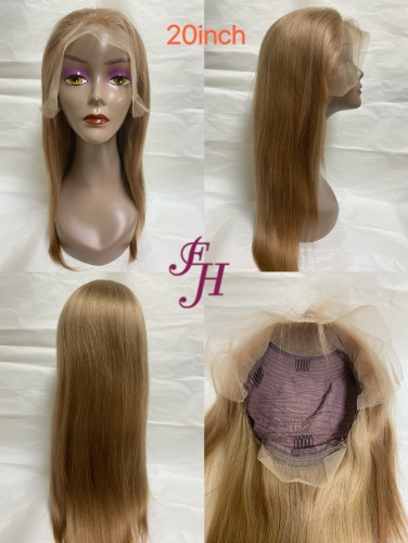 FH factory whoelsale fashionable 100% real human hair transparent lace wig highlight color L-brown straight lace wig