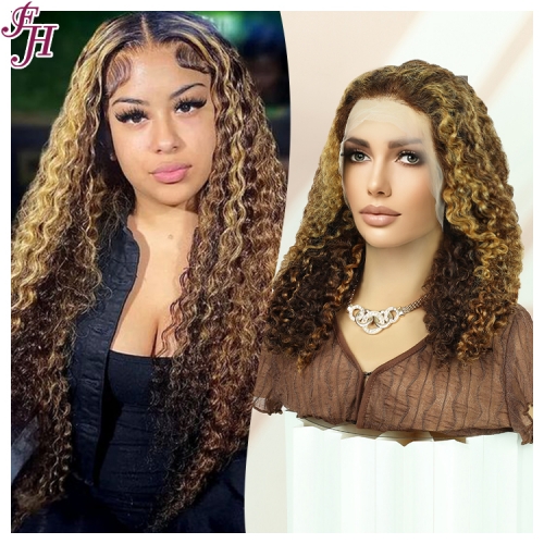 FH direct wholesale good volume 100% real human hair color #P4/27 transparent lace frontal wig