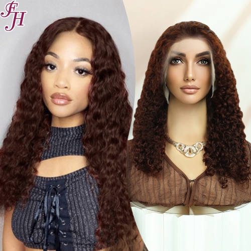 FH wig  good volume 100% real human hair color #4 transparent tight curl lace frontal wig