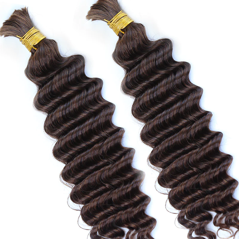 FH direct wholesale 100% real human hair color #2 deep wave bulk hair extensions