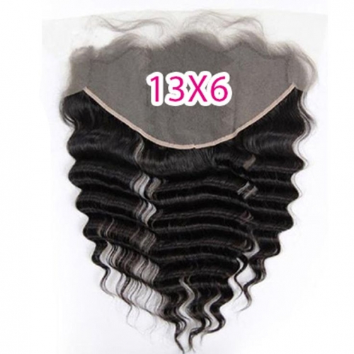FH 13×6 transparent lace frontal natural human hair loose deep wave lace frontal