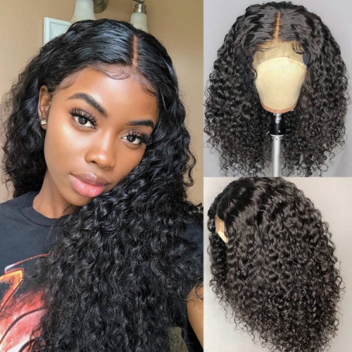 FH Human Hair Wig HD 4x4 Lace closure Wigs Deep curly natural hairline