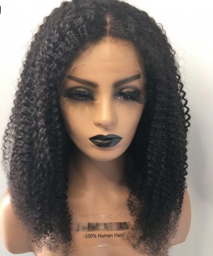 FH best selling 5x5 transparent lace closure kinky curly human hair lace wig