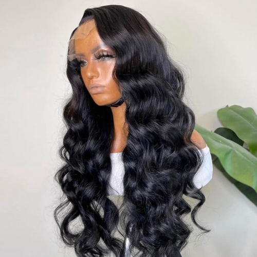 FH 13×4 loose wave pre plucked transparent lace wig 100% human hair wig