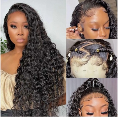 FH invisible HD Lace Frontal Wig Brazilian Water Wave Deep Part 13X6 Lace Frontal Wig