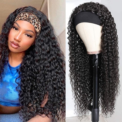 FH friendly natural human hair Deep Curly human hair natural hair headband wig