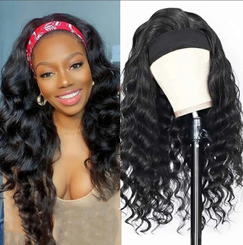 FH high quality headband wig natural hair Loose wave wavy headband wig