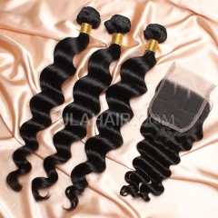 【14A 3pcs+closure】Malaysian More Wave 3 Bundles & Lace Closure Free Shipping 12-32 inches