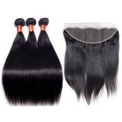 【12a 3pcs+ 13*4 HD Frontal】Ulahair Brazilian Hair Sew Ins With Closures|Bundles With Closure|3pcs And 13*4 HD Lace Fronta With Straight ULH12