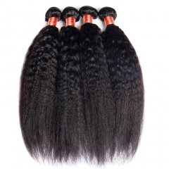 【12A 4PCS】Kinky Straight Virgin Peruvian Hair Mixed Length 100% Unprocessed Human Hair Bundles No Shedding