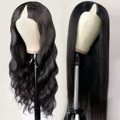 【No Glue No Sew In】13A Glueless V Part Wig Natural Color Virgin Hair Clip In Human Hair Wigs Match Leave Out Hair Natural Wig ULW331