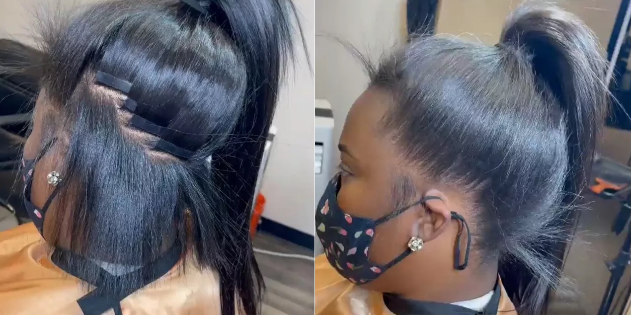 tape-in extensions high ponytail