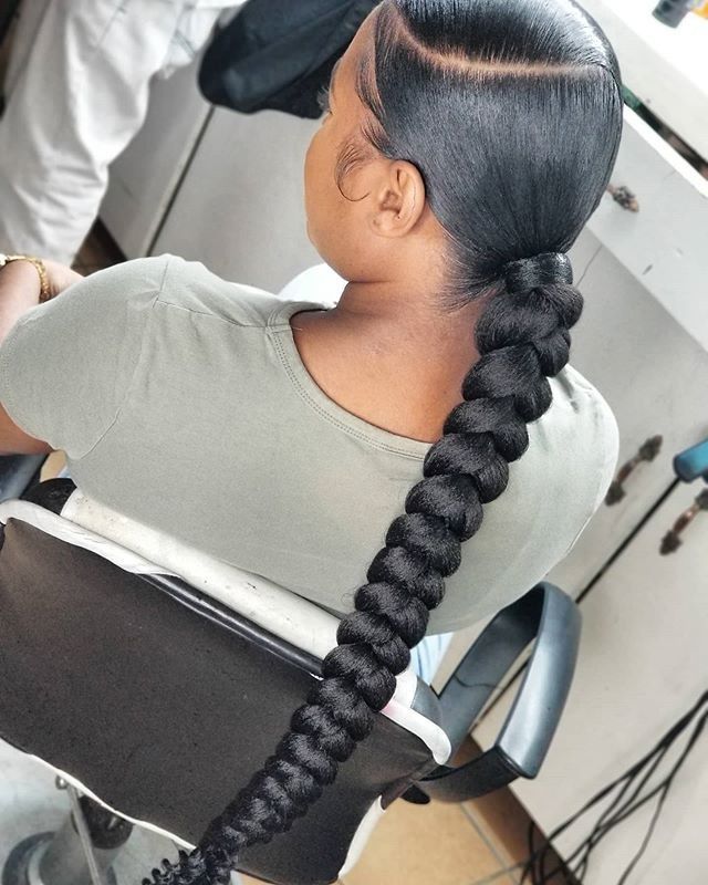 Low braided ponytail