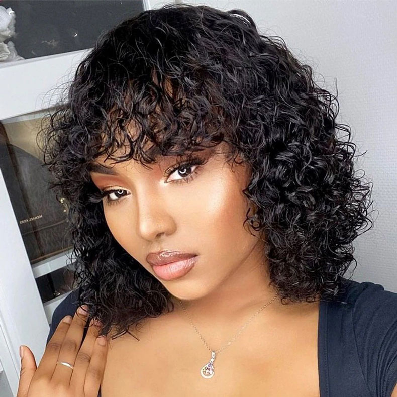 curly wig with bangs