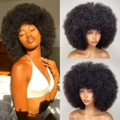 【New In】Natural Afro Curl 13x4 Transparent Frontal Lace Bob Wig Human Hair Lace Wig
