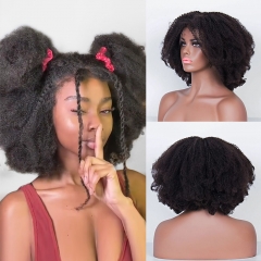 【New In】Afro Curl 4C 13x4 Transparent Frontal Natural Long Length Lace Wig Human Hair Lace Wig ULW135