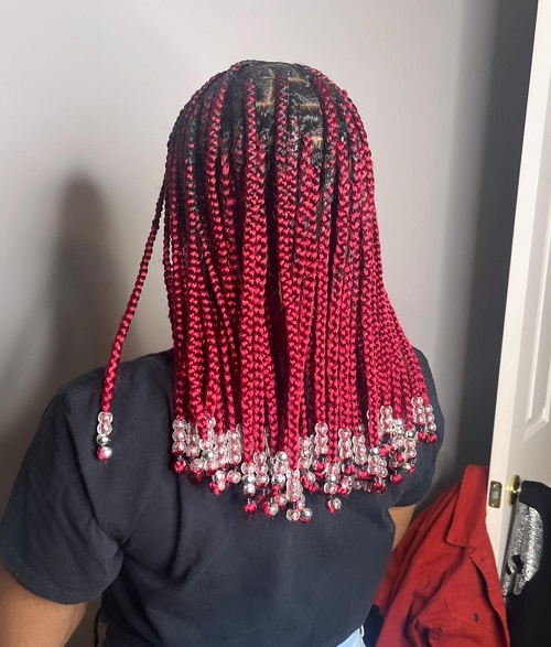 ombre knotless braids with beads