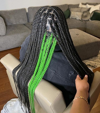 peekaboo braids green