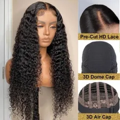 Wear And Go Glueless Wig Deep Curly 5*5 HD Lace Closure Upgrade Pre-cut HD Lace Pre-plucked Hairline Wig