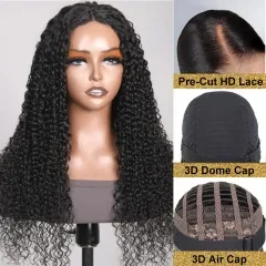 Wear And Go Glueless Wig  Kinky Curly 5*5 HD Lace Closure Upgrade Pre-cut HD Lace Pre-plucked Hairline Wig