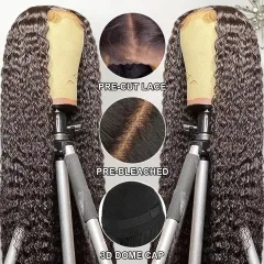 Wear And Go Glueless Wig Deep Wave 5*5 HD Lace Closure Upgrade Pre-cut HD Lace Pre-plucked Hairline Wig