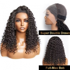 【Super Double Drawn】Full-Max 13x4 Lace Frontal Bob Wig #1B / #4/27 / #99J Color Curly lace Frontal Wig 250% density ULH135 