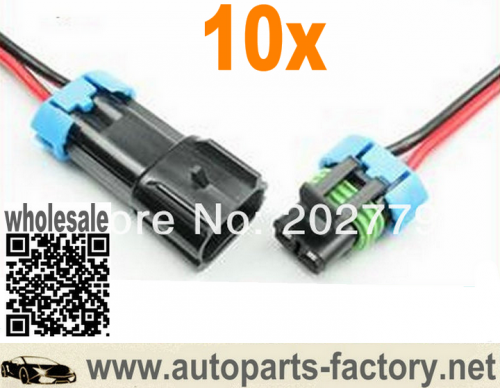 longyue 10pcs two Way Metri Pack 280 Connector pigtail male & female 6"