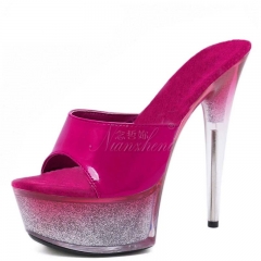 Glitter and sequin patent leather club sexy 15cm heels with a fish mouth