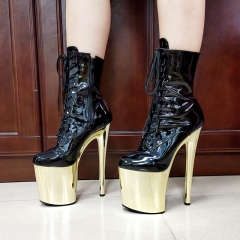Sky-high pole dancing heels with 20CM gold plating bottom lacing