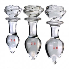 Transparent rose glass back court trumpet anal plug