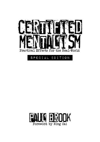 Certified Mentalism Special Edition by Paul Brook