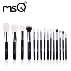 MSQ 15 Pieces Goat Hair Makeup Brushes Set Professional Make Up Kit With PU Leather Case