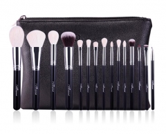 MSQ 15 Pieces Goat Hair Makeup Brushes Set Professional Make Up Kit With PU Leather Case