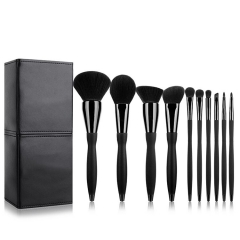 MSQ Makeup Brushes Set 10 Pieces Make Up Brush Cosmetics Copper Ferrule Resin Handle With PU Leather Cylinder