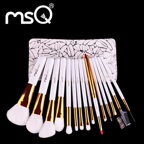 MSQ 15 Piece Soft White Nylon Hair Makeup Brush