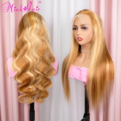 Ready-Made Lace Front Wig 13x4 Transparent Lace 150% Density Body Wave Silky Straight 30/613 Color (Ready to Ship)