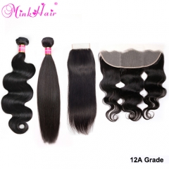 12A Single Bundle Closure Frontal Raw 100% Human Raw Hair From One Donor Hair Very Good