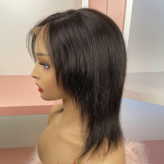 FLASH SALE 061 #1B Color 12inch Silky Straight Brown 13x4 Lace Front Wig 160% Density(Sales products, do not accept refund/return)