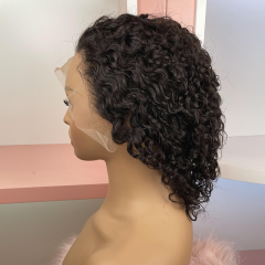FLASH SALE 072 #1B Color 10inch Water Wave Transparent 13x6 Lace Front Wig(Sales products, do not accept refund/return)