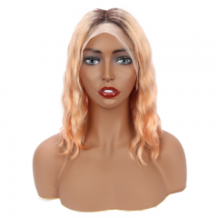 FLASH SALE 079 #1B/Rose Gold Color 12inch Body Wave Transparent 13x5 Lace Bob Wig 150% Density(Sales products, do not accept refund/return)