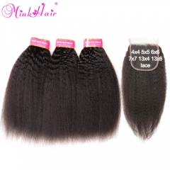 Wholesale Kinky Straight 3 Hair Bundle Deals Mink Brazilian Hair 100% Raw Human Hair