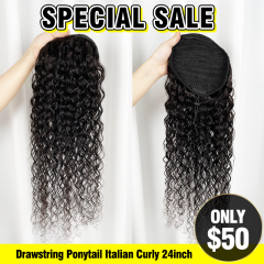 SPECIAL SALE Drawstring Ponytail Italian Curly 24inch(Sales products, do not accept refundreturn)
